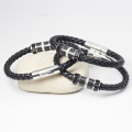 Black Leather Rope Bracelet Jewelry Cnc Engraved Leather Braided Bracelet Couple Models Transfer Men's And Women's Bracelets